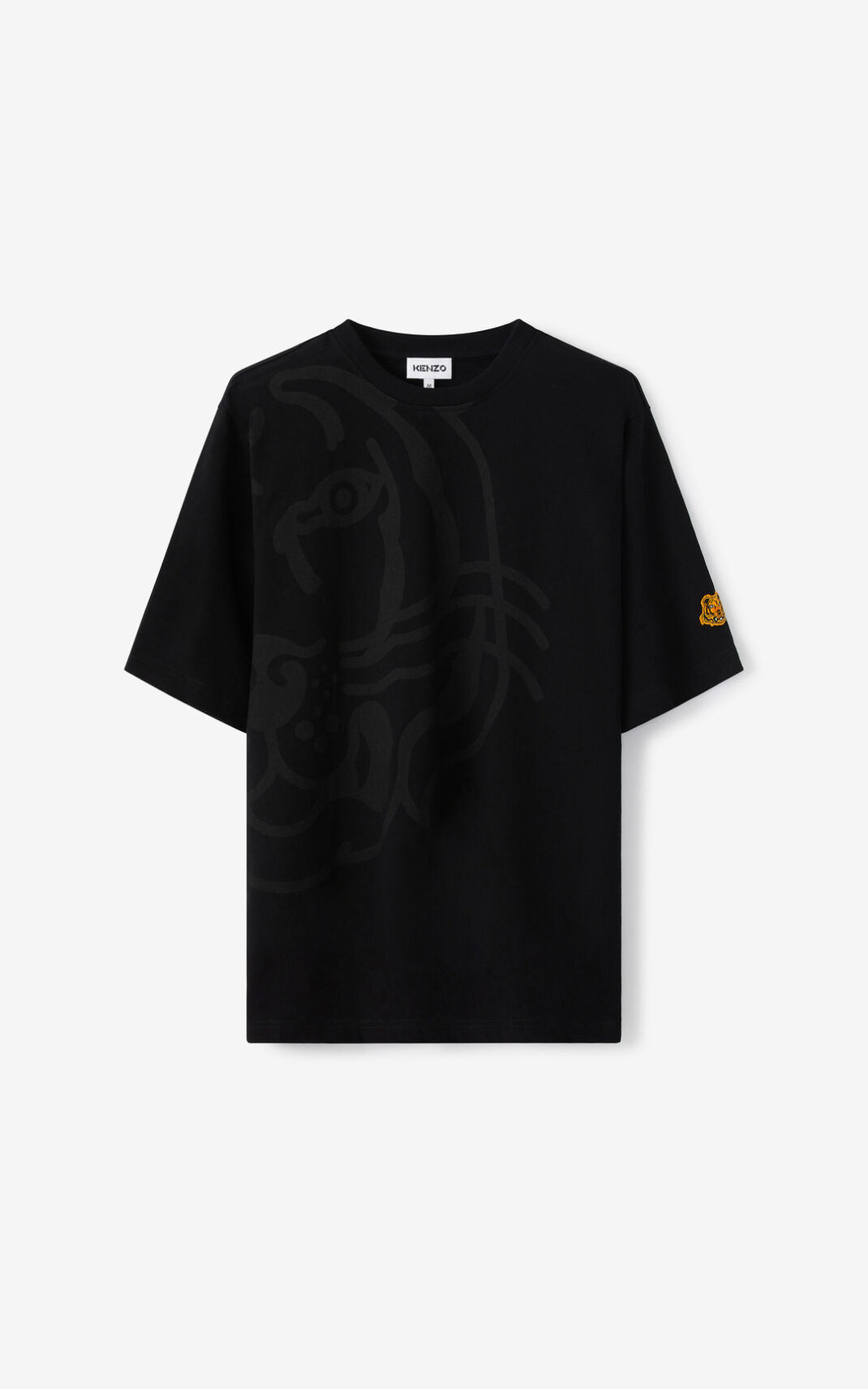 Kenzo K Tiger oversized T Shirt Black For Mens 8142OMNPL
